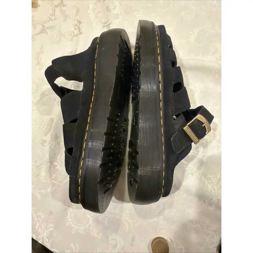 🆕Dr Martins Air Wair Men’s Adjustable Sandals Black Suede Size 12 Comfort Slide